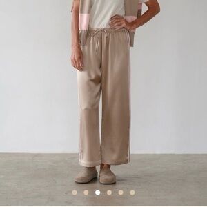 Donni silk stripe crop pants